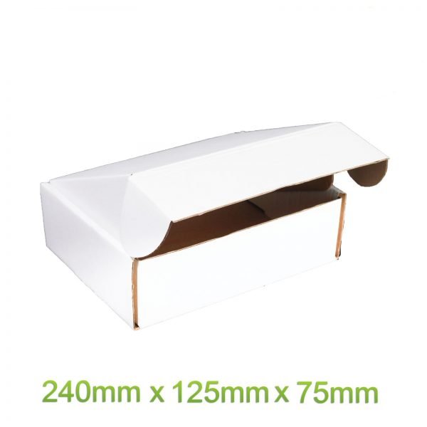 100X Mailing Box 240x125x75mm White Carton 4 Australia Post 500g Prepaid Satchel